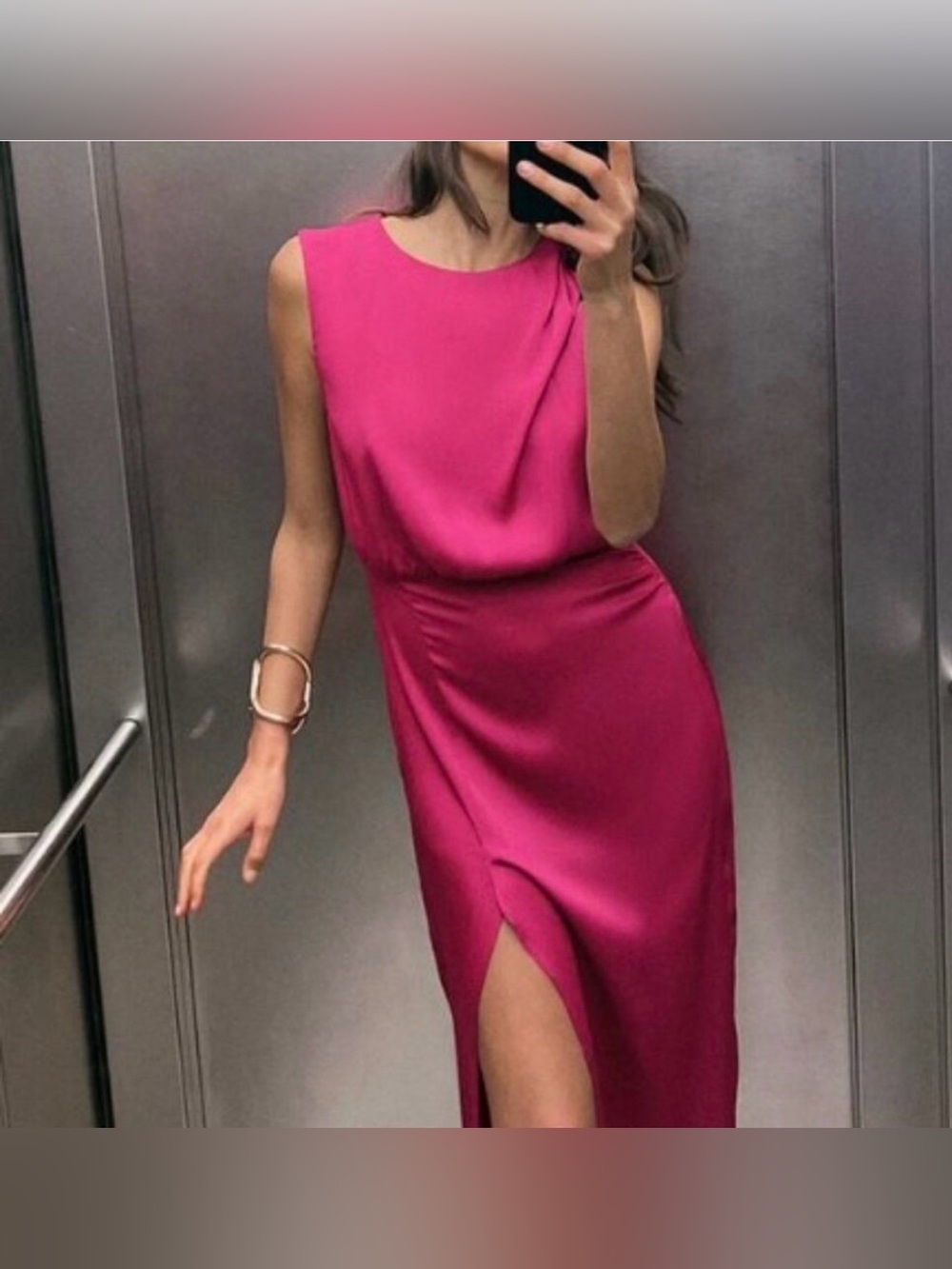 Zara Fuchsia Split Midi Dress